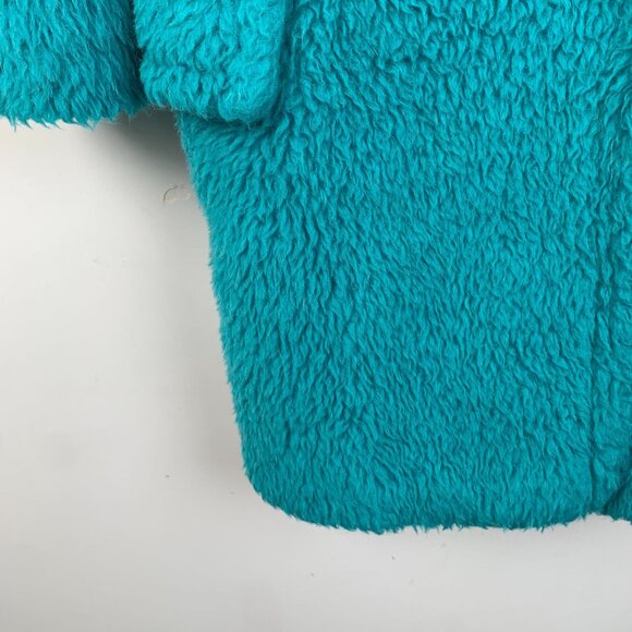 Max Mara Turquoise Teddy Bear Wool & Alpaca Coat Womens Double-Breasted Longline - Picture 5 of 8